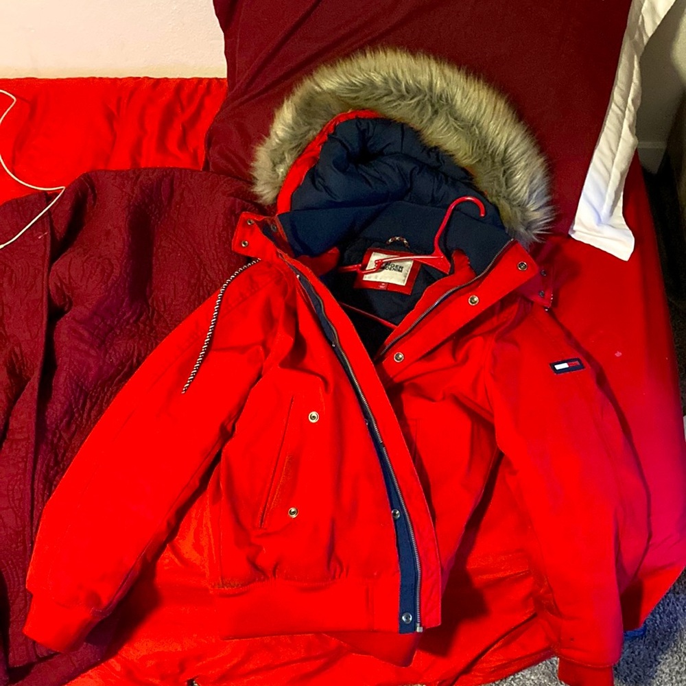 Tommy Hilfiger Warm Red Coat with Fur